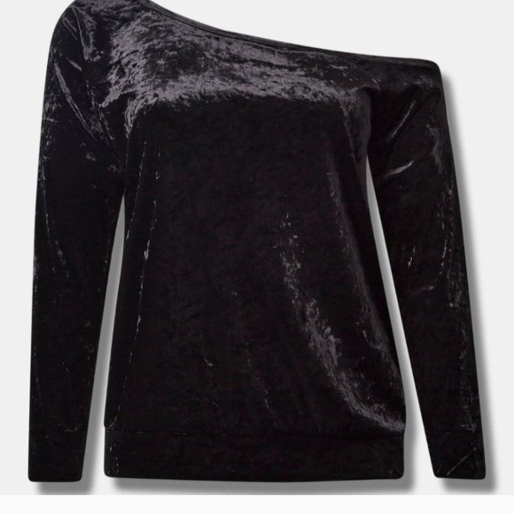 Torrid Black Velvet One-Shoulder Top